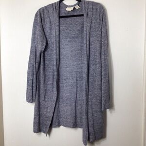 Cynthia Rowley hooded open  cardigan large linen blue grey
